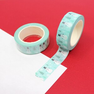 Green Frosty the Snowman and Christmas Tree Pattern Washi Tape, White Snowman with Hat and Snowflakes Paper Tape | BBB Supplies | R-GH3-030