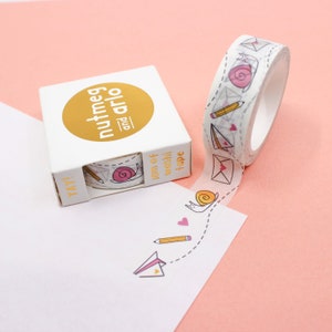 Snail Mail-washi-tape, brievenbus-washi, liefdesbrief-papieren tape, envelop-washi, gemaild met Loved, snailmail-tapes | BBB-benodigdheden | R-RNA-011