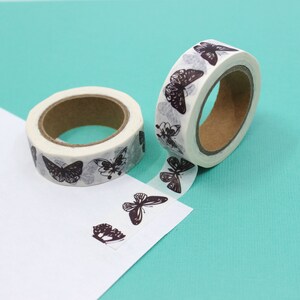 Black and White Butterfly Pattern Washi Tape, Decorative butterfly Washi Tape, Fairy Creature Butterfly Washi | BBB Supplies | R-GH839