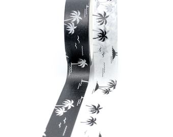 Black or White Boho Palm Tree Washi Tape, Beach Vacation Washi Tape, Island Palms Washi Tape, Tropical Tape | BBB Supplies | R-GH305 R-GH312