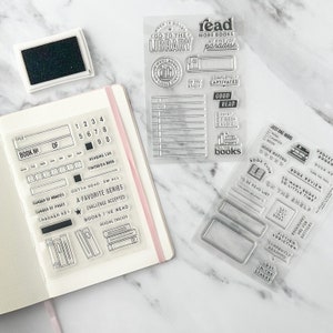 Timbri di lettura, timbro BUJO Reading Tracker, set di timbri Bookworm, timbro Book Read List, Good Reads / BBB Supplies / SP024