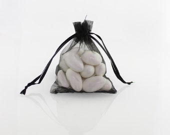 Borsa in organza nera, dimensioni multiple, borse per bomboniere trasparenti, borsa per bomboniere nuziali, custodia per gioielli con coulisse trasparente, regalo per feste // R-O-Z003/2/1