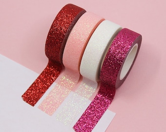 Valentine Glitter Washi Tape, Choice of Ruby Red Glitter Washi Tape, Pink Glitter, White Glitter Washi, Magenta | BBB Supplies | R-AL087