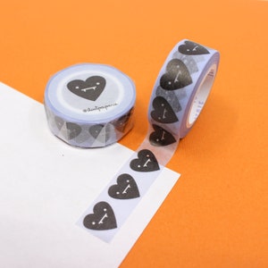 Spooky Heart Vampire Teeth Halloween-washi-tape, snail mail-collectie papieren tape, zwart hart Halloween-tape | BBB-benodigdheden | R-RLP-001H