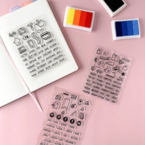 Bullet Planner Small Icons Stamp, Habit Tracker Household Stamps, Fitness Tracker Stamp, Budget Planner, Weather | BBB Supplies | SP011-16