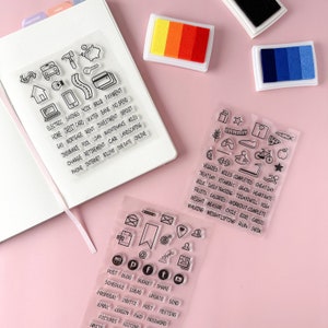 Chore stamps, fitness planner stamps, Planner sets, agenda cling stamps,  icon stamps, Bullet journal stamps, Clear planner stamps