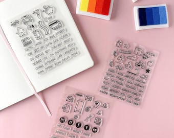 Bullet Planner Small Icons Stamp, Habit Tracker Household Stamps, Fitness Tracker Stamp, Budget Planner, Weather | BBB Supplies | SP011-16