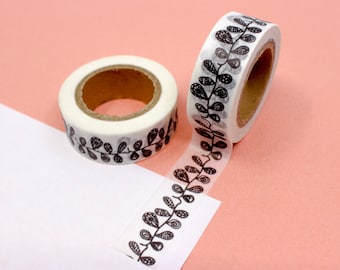 Schwarz und weiß niedlich Skizze Blumenranke Washi Tape, Hand gezeichneter Look Vine Tape, Vines Washi Tape, Bordüre Washi Tape | AGB und Widerrufsbelehrung R-ZH2133