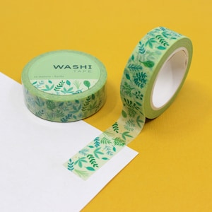 Fita Washi de Ervas Verdes, Fita Artesanal de Folhas de Ervas Verdes, Fitas de Plantas Suculentas, Fita de Registro de Folhas de Ervas de Cozinha | Suprimentos BBB | R-RGW018