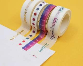 Set of Four Planner Washi Tapes, To Do List Tape, Days of the Week Calendaring Tape, Calendar Set for Planner | BBB Supplies | R-REC002