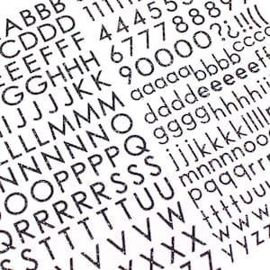 Juego de pegatinas con letras y números con purpurina negra, suministros para manualidades, pegatinas del alfabeto BUJO, pegatinas con letras para proyectos de manualidades, suministros BBB, R-E011