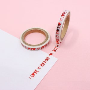 Sii gentile, amore, nastro Washi XOXO, nastro Washi di San Valentino, nastri di carta amore e cuori, forniture per diario di San Valentino / forniture BBB / R-M456