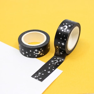 Washi Tape Mit Mond und Sternen Muster, SilberFolie Mond und Sterne Washi Tape, Sternzeichen Silber | BBB Zubehör | R-FT005