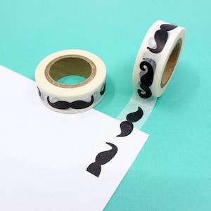 Schwarz & weißes Mustache Washi Tape, Photobooth Moustache Washi, Hipster Schnurrbart Tape, Lenker Schnurrbart Tape | AGB und Widerrufsbelehrung R-ZH1767