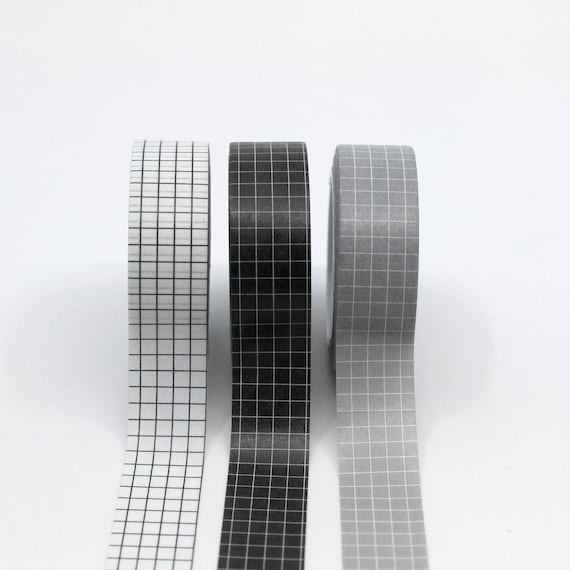 Black with White Grid - Skinny - Washi tape