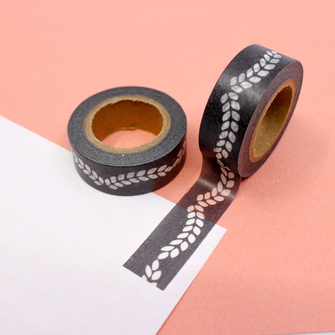 Black & White Vine Washi Tape, Black and White Border Laurel Washi