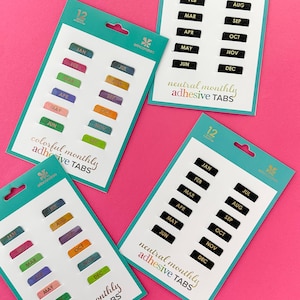 Monatliche Tabs, Planer Selbstklebende Tabs, BUJO Monatliche Tabs, Klebe-Monat-Teiler, Bullet Planner Monthly Tab | AGB und Widerrufsbelehrung R-REC001TC
