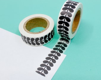 Black and White Modern Floral Vine Washi Tape, Vine Washi Tape, Black and White Washi Tape, Modern Plant Leaf Tape | BBB Supplies | R-ZH2134