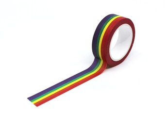 Primary Colors Rainbow Stripe Paper Tape, Pride Flag Rainbow  WashiTape, Scrapbooking Supplies // BBB Supplies // R-GH692