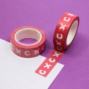 XOXO Washi Tape, rubans rouges pour l'artisanat d'amour de la Saint-Valentin, câlins et bisous Washi, autocollants de la Saint-Valentin et rubans de planification | Fournitures BBB | R-GH4-009