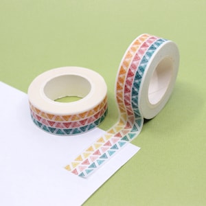 Taśma washi w paski trójkątne, kolorowa taśma papierowa w trójkąty, słodka taśma washi dla dzieci, taśma z geometrycznym wzorem trójkątów | BBB Supplies | R-GH097