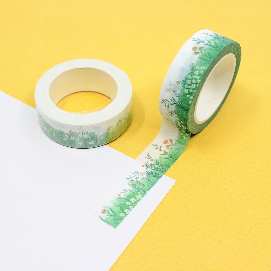 Green Grass Pattern Washi Tape, Craft Project Tape, Scrapbooking Tape