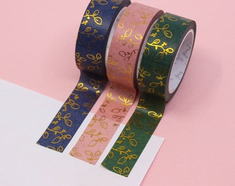 Gold Foil Vine Pattern Washi Tape, Elegant Floral Vine Washi, Decorative Gold Foil Vine Planner Tapes and Stickers | BBB Supplies | R-RJP001