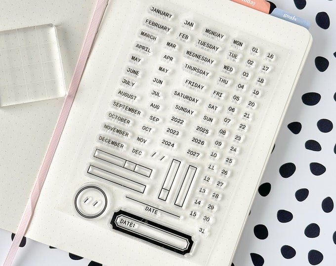 Month, Days & Dates Tracker Stamps, Weekday Journal Stamps, Planner