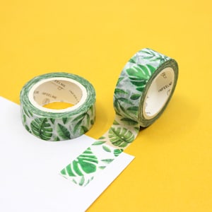 Monstera Green Palm Leaf Pattern Washi Tape, Jungle Leaf Planner Tapes, Spring Monstera Desert Plant Craft Tapes | BBB Supplies | R-FM021