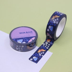Midnight Garden Butterfly Washi, Botany Washi, Kyoto Butterfly Pattern Tape, Beautiful Moth Washi, Planner Tapes | BBB Supplies | R-RGW029