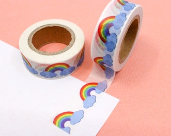 Rainbow with Clouds Washi Tape, Rainbows Washi Tape, Playful Rainbow Washi Tape, Classic Rainbow and Clouds tape | BBB Supplies | R-ZH1755