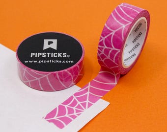 Pink Spider Web Washi Tape, Tangled Web Paper Tape, Spider's Web Halloween Patterns Calendar and Planner Tapes | BBB Supplies | RPX054