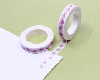 Cute Pink Paw Prints Washi Tape, Dog Paw Print Tape, Cat Paw Washi Tape, Animal Lover Pet Planner Washi Tape | BBB Supplies | R-AL029-05