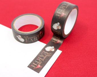 Peace on Earth Washi Tape, Santa Washi Tape, Christmas Tape, Holiday Card Making Tape, Christmas Gift Wrap Tape | BBB Supplies | R-M422