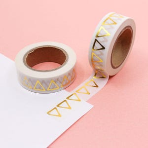 Taśma washi z wzorem trójkątów ze złotej folii, taśma washi geometryczna, taśma washi ze złotej folii, taśmy planerowe z trójkątami | BBBsupplies | R-AL040-15