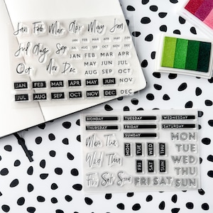 Timbro corsivo abbreviato per mese, timbri per diario settimanale, timbri per pianificatore, set di timbri per mesi del calendario con scrittura moderna / BBB Supplies / SP007