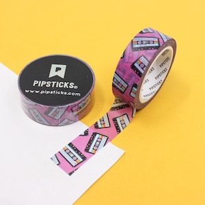Fita cassete washi dos anos 80, fita cassete de papel vintage brilhante, fita cassete washi retrô, fita mista nostálgica | BBB Supplies | R-RPX032