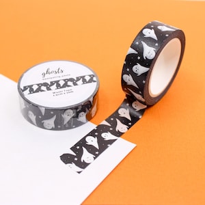Washi Tape Halloween Fantômes Mignons, Ruban adhésif papier Washi Fantômes Blanc Halloween, Ruban adhésif washi Fantômes Effrayants Mignons // Fournitures BBB | R-RPP007H