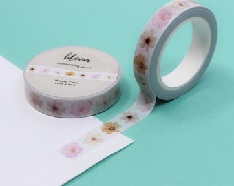 Narrow Watercolor Flower Washi Tape Set, Floral Bloom Tape, Narrow Blooms Tapes, Blooming Flower Journaling Washi | BBB Supplies | R-RPP050