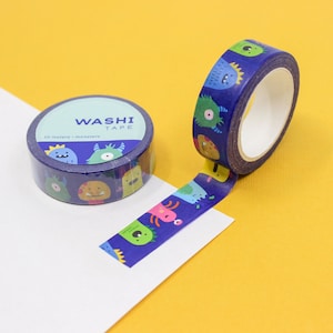 Niedliches Buntes Monster Muster Washi Tape, Adorable Monsers Tape, Bastelbedarf, Aufkleber & Journaling Tape | AGB und Widerrufsbelehrung R-RGW025