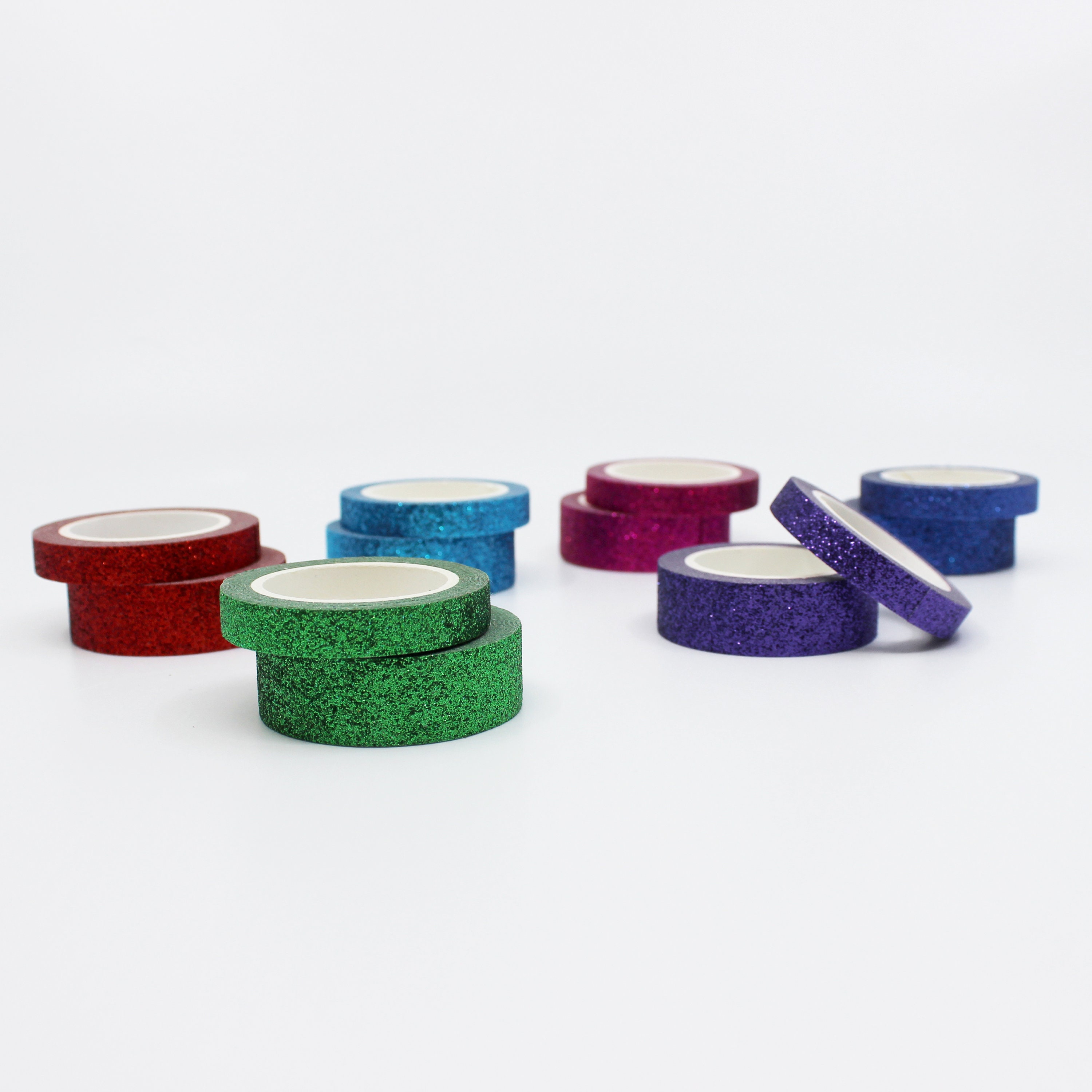 Glitter Thick 15mm + Thin 8mm Washi Tape, Red Glitter Washi