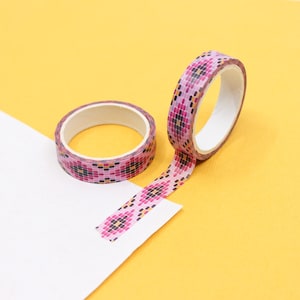 Roze Mozaïek Tegel Washi Tape, Decoratief Tegelpatroon Washi Tape, Stationaire Papieren Tape, Planner Tapes, Roze Washi | BBB-benodigdheden | R-M200