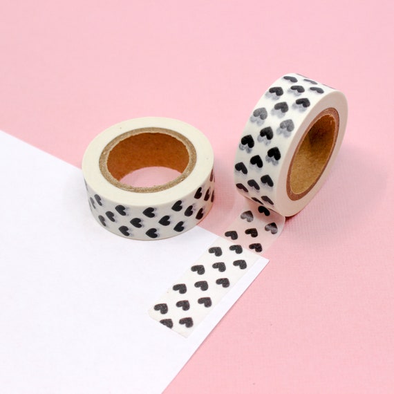 Cute Black and White Heart Washi Tape, Vertical Hearts Washi