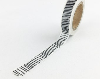 Black & White Stick Line Pattern Washi Tape // 15mm // Paper Tape // BBBsupplies // R-ZH2249-15