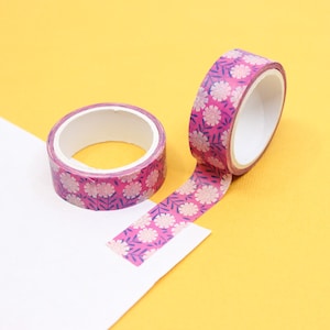Pink Daisy Flower Washi Tape, Floral Pattern Washi Tape, Pink Floral Stationary Paper Tape, Stickers & Planner Tapes | BBB Supplies | R-M215