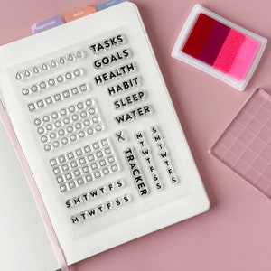 Habit Tracker Text Stempel, Habit Checklist Stempel, abgekürzte Wochentage Einfach zu verwendendes Schablonen Stempel-Set | AGB und Widerrufsbelehrung SP004
