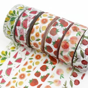 Summer Fruit Washi Tape, Tropical Hawaiian Fruit Adhesive Tape, Lemon, Cherry, Peach, Strawberry, Watermelon Tape | BBB SUPPLIES | R-GH6-002