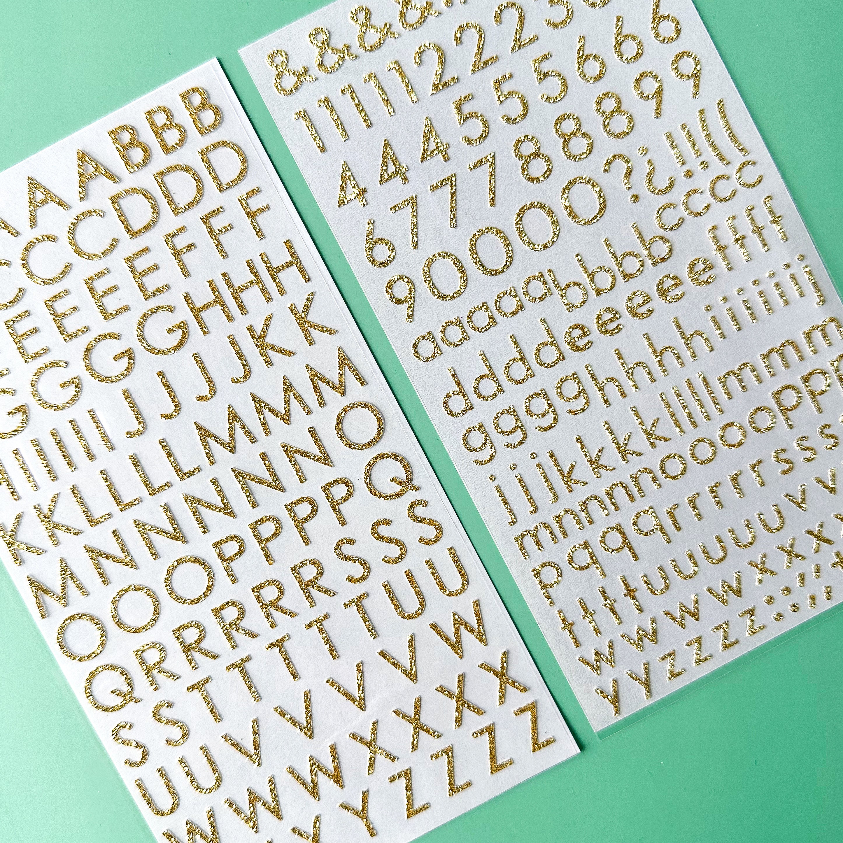 Gold Glitter Letter & Number Stickers Set, Scrapbooking Craft