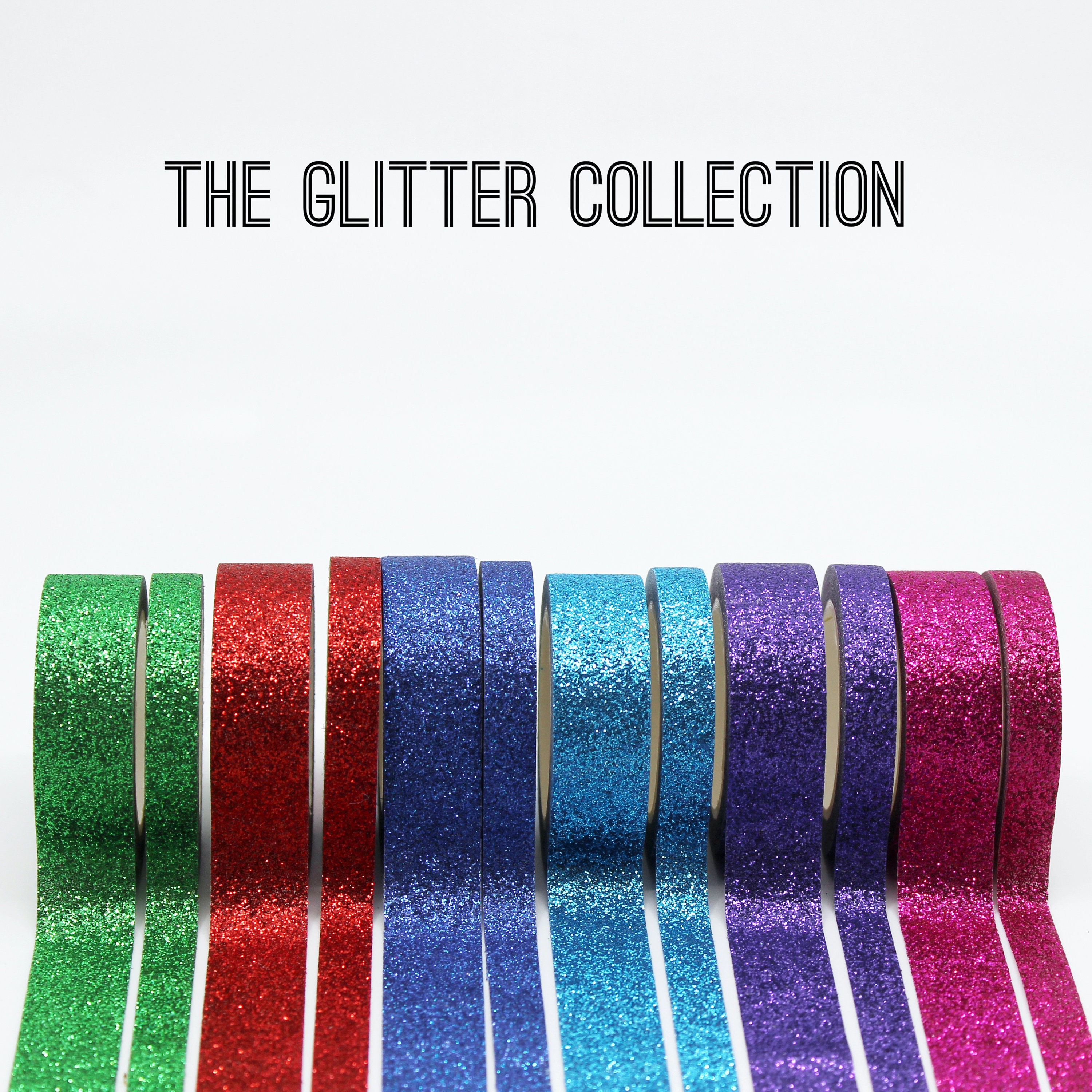 Glitter Thick 15mm + Thin 8mm Washi Tape, Red Glitter Washi