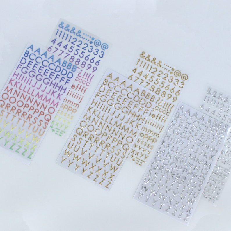 Silver Glitter Letter & Number Stickers Set Scrapbooking Etsy